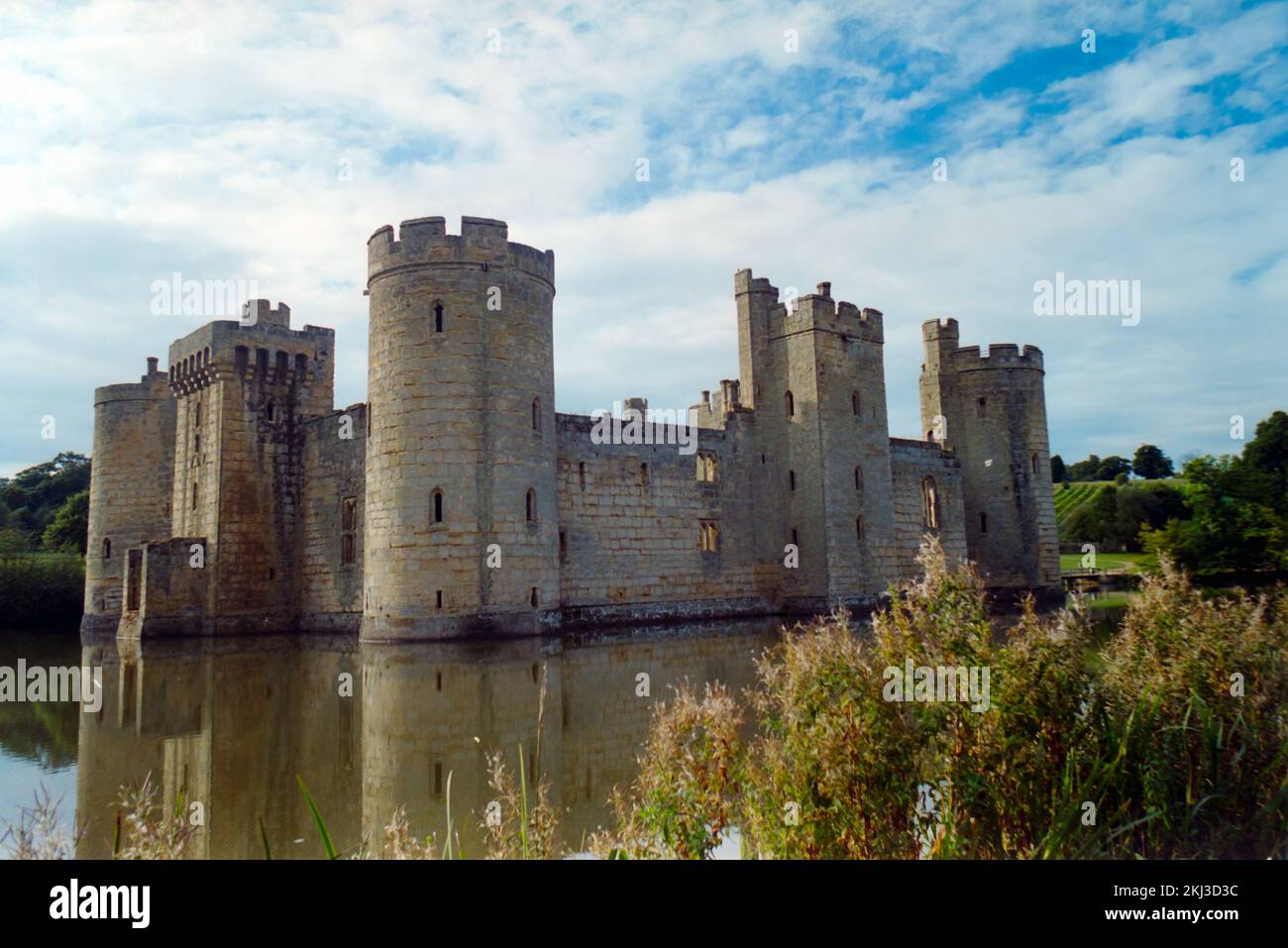 Bodiam Castle in East Sussex.  A  National Trust Property, shot on Film in the early 1990s. Stock Photo