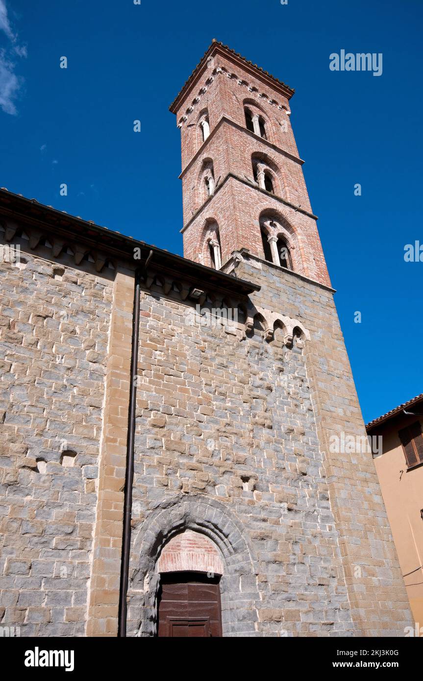 Fourteenth century bell tower of the ancient Saint Francis church, village of Deruta, Perugia, Umbria, Italy Stock Photo