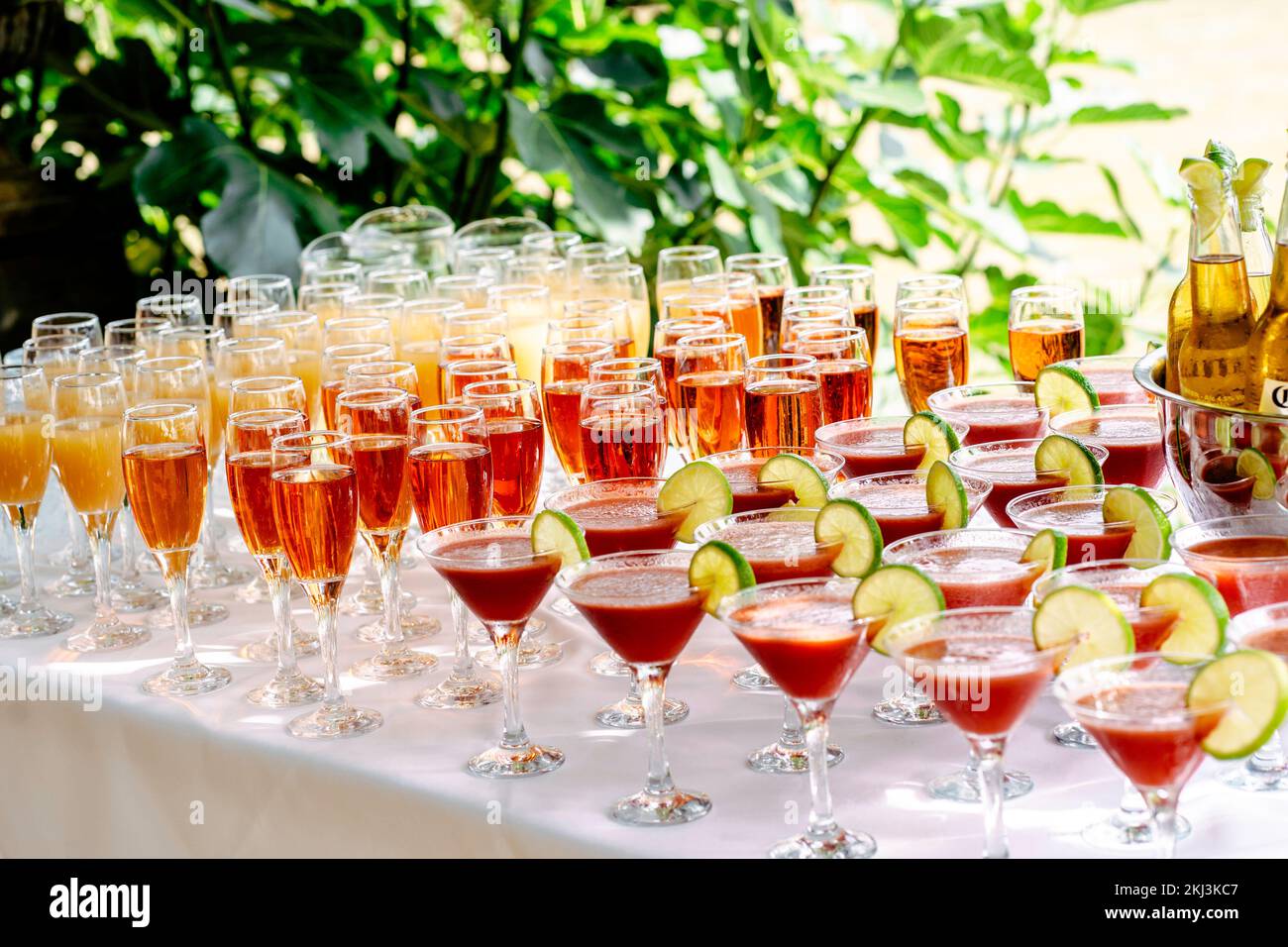 Cocktails ready to serve to the guests at the garden party Stock Photo
