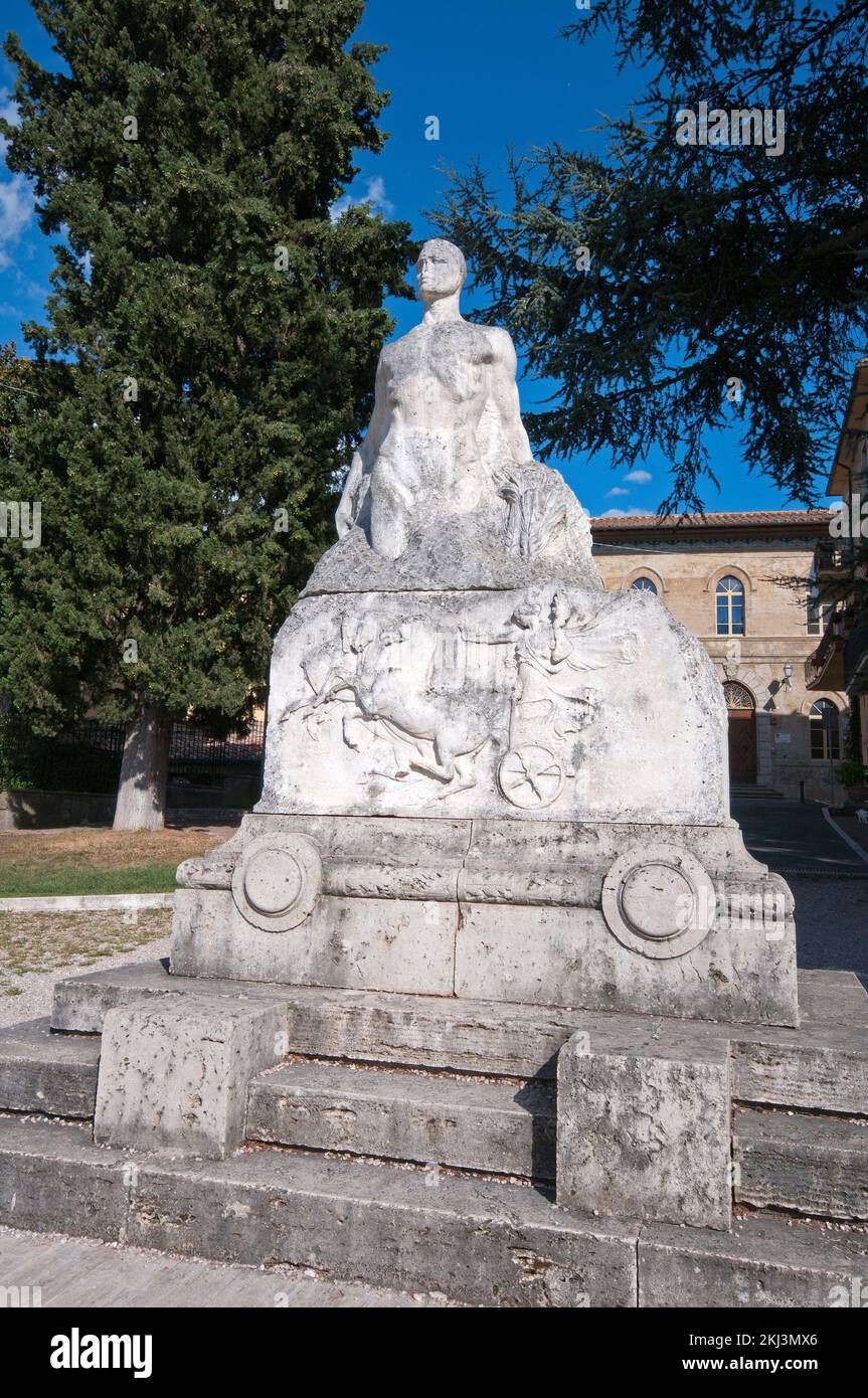 First World War memorial (by perugian sculptor Torquato Tamagnini) in Milziade Magnini Gardens, Deruta village, Perugia, Umbria, Italy Stock Photo