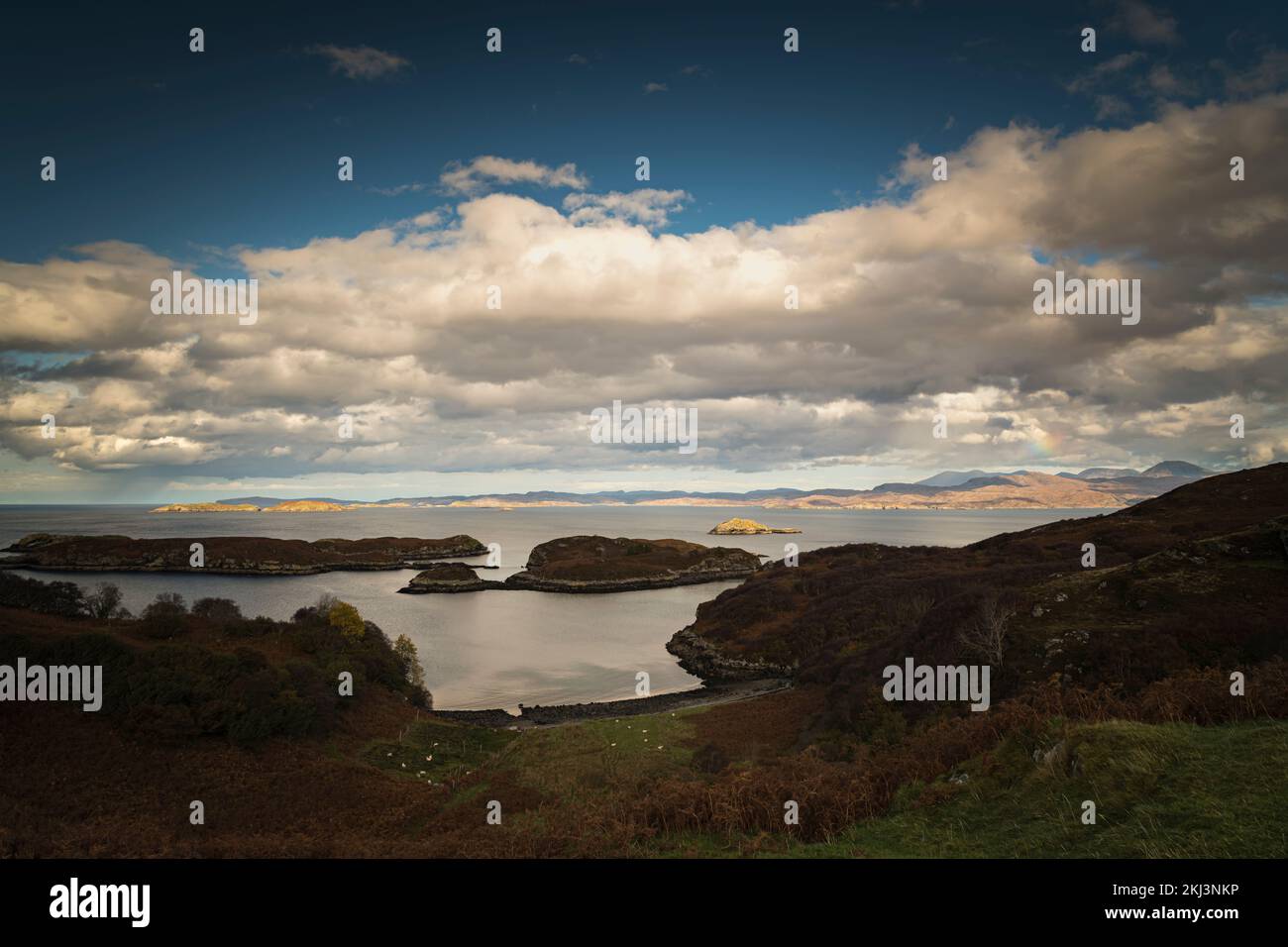 An autumnal HDR image of Eddrachillis Bay and the north west coast of Scotland from Drumbeg View point, Assynt, Sutherland, Scotland. 26 October 2022 Stock Photo
