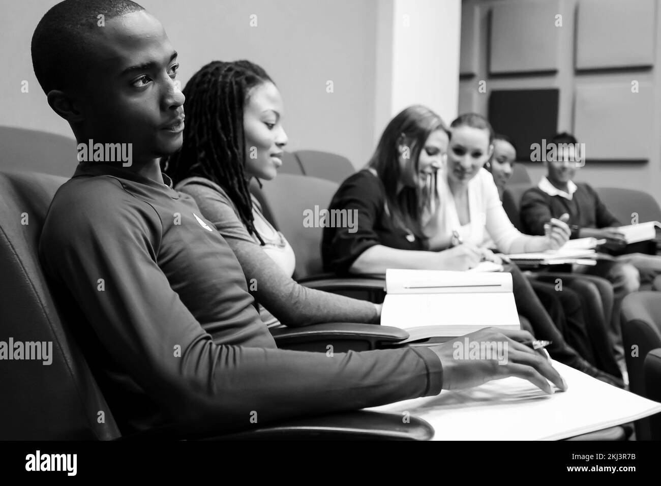 A view of diverse students in a college campus lecture room in Johannesburg, South Africa in