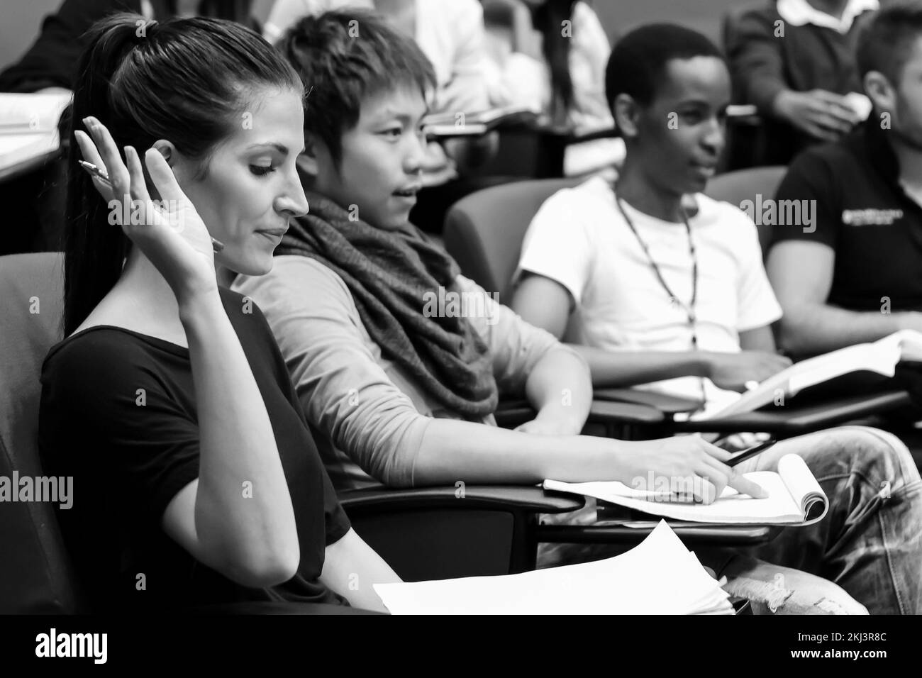 A view of diverse students in a college campus lecture room in Johannesburg, South Africa in