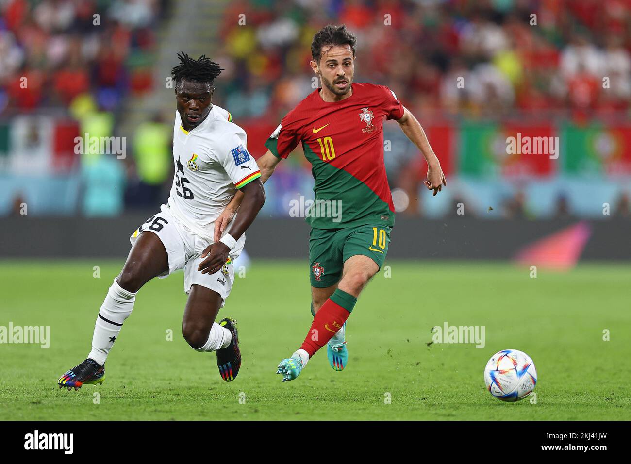 Bernardo Silva, Seidu Alidu during the FIFA World Cup Qatar 2022 Group ...