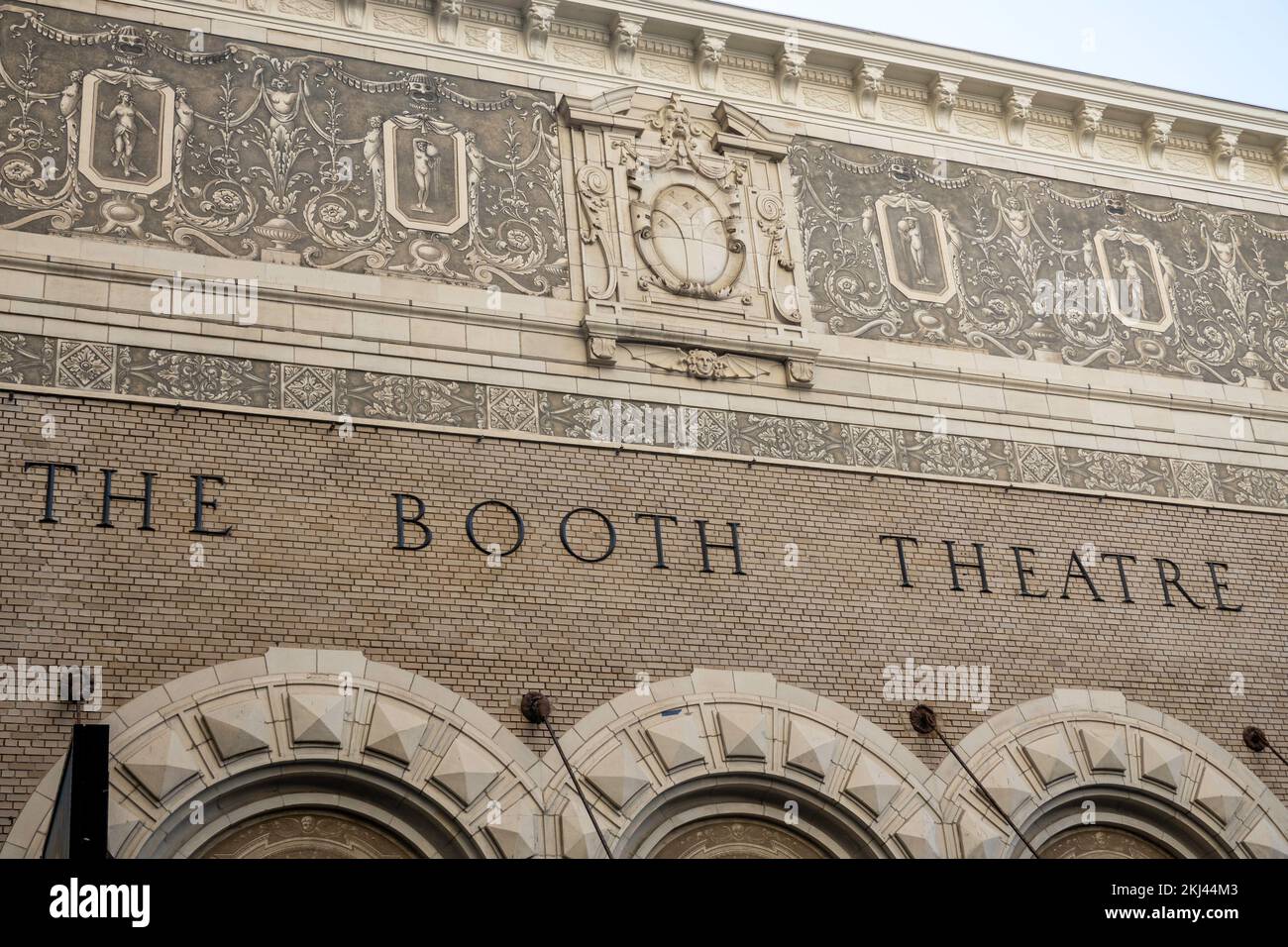 Architecture of The Booth Theatre on West 45th Street in New York City, 2022, USA Stock Photo