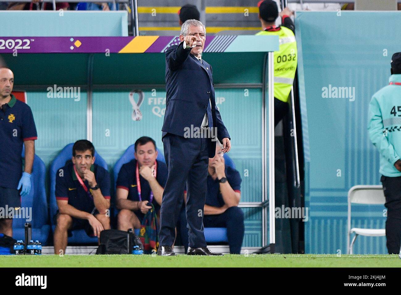 DOHA, QATAR NOVEMBER 24 Coach Fernando Santos of Portugal coaches