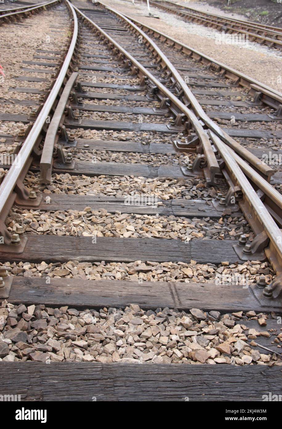 A Set of Points on a Railway Train Track. Stock Photo