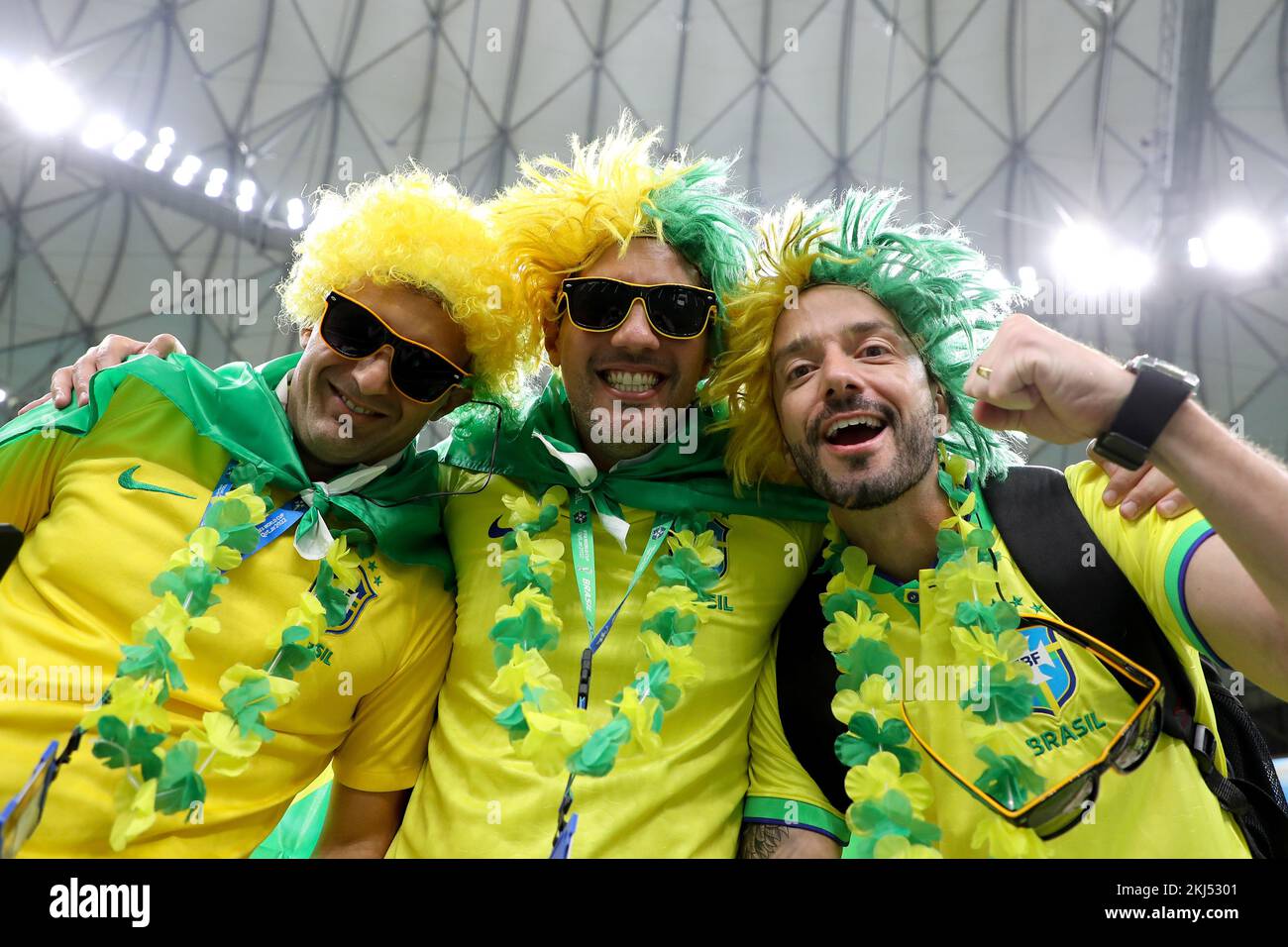 Lusail Iconic Stadium, Lusail, Qatar. 24th Nov, 2022. FIFA World Cup Football, Brazil versus Serbia; A Group of Brazil fans posing inside Lusail Stadium Credit: Action Plus Sports/Alamy Live News Stock Photo