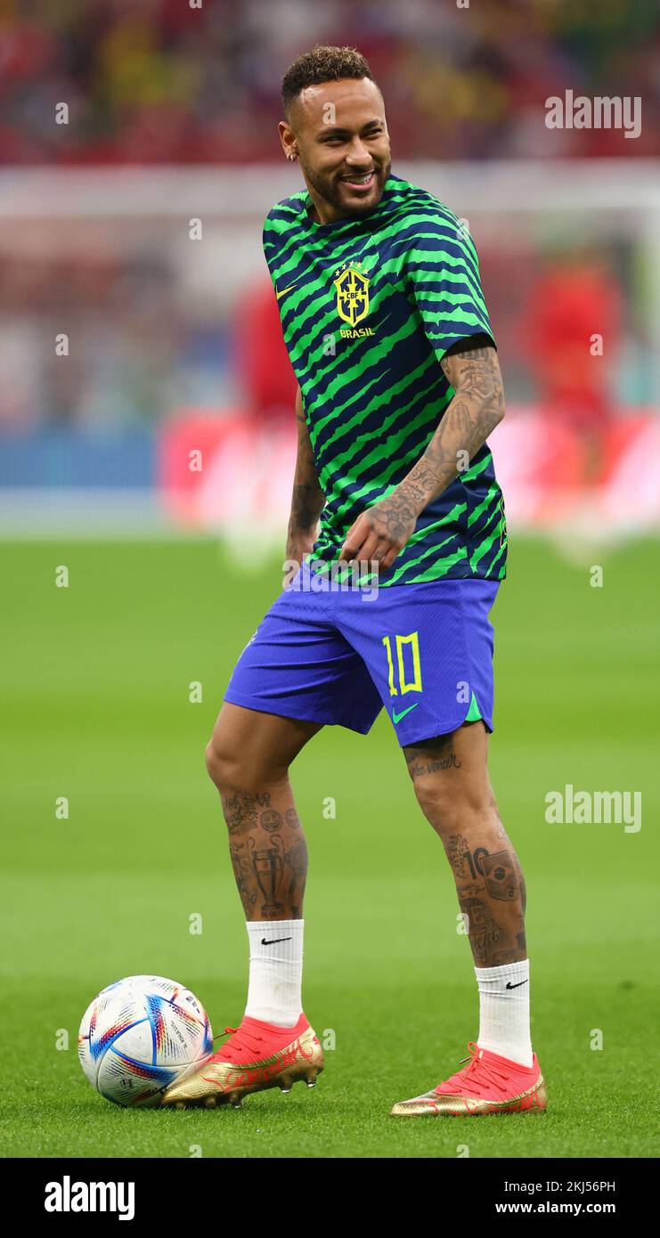 Doha, Qatar, 24th November 2022.  Neymar Jr of Brazil warms up during the FIFA World Cup 2022 match at Lusail Stadium, Doha. Picture credit should read: David Klein / Sportimage Credit: Sportimage/Alamy Live News Stock Photo