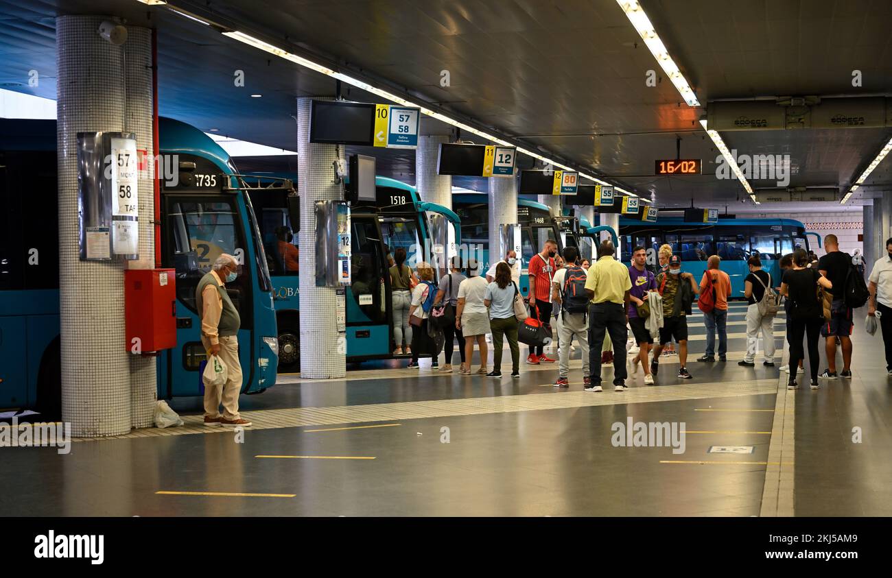 Inside Las Palmas de Gran Canaria San Telmo bus station with passengers