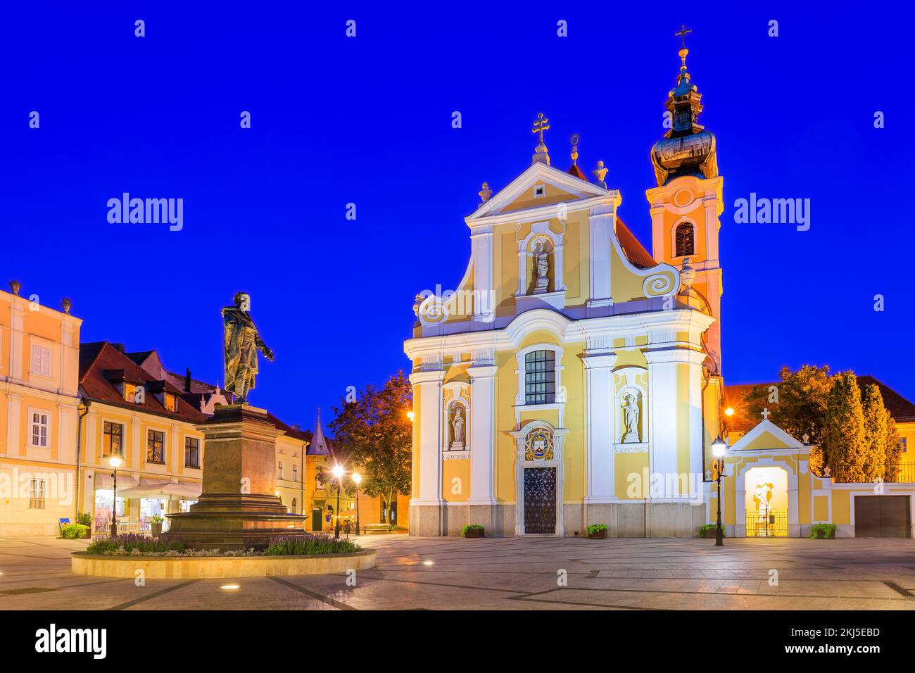 Gyor, Hungary. Carmelite Church in the historical center of Gyor. Stock Photo