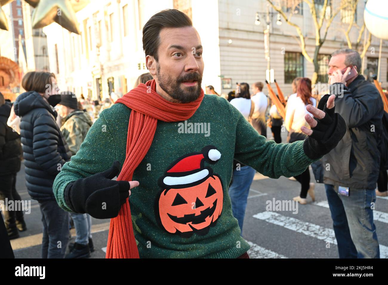 Jimmy Fallon attends the 96th Annual Macy's Thanksgiving Day Parade on