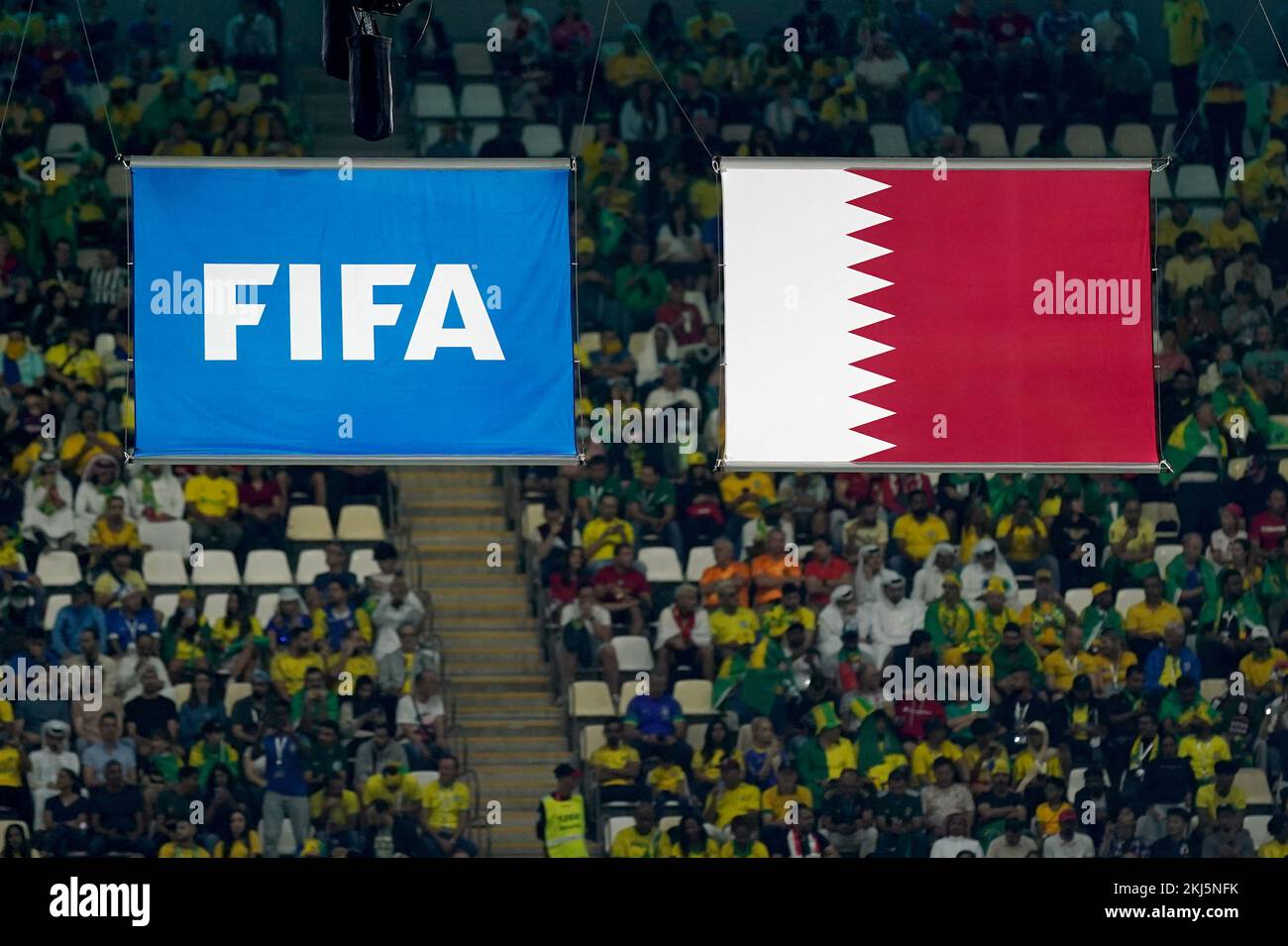 General view of Fifa branding ahead of the FIFA World Cup Group G match at the Lusail Stadium, Lusail, Qatar. Picture date: Thursday November 24, 2022. Stock Photo