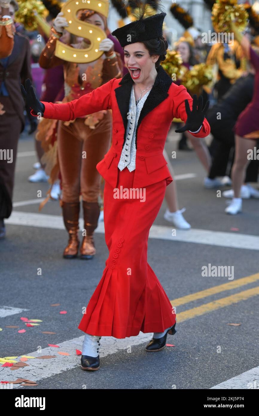 Lea Michele attends the 96th Annual Macy's Thanksgiving Day Parade on