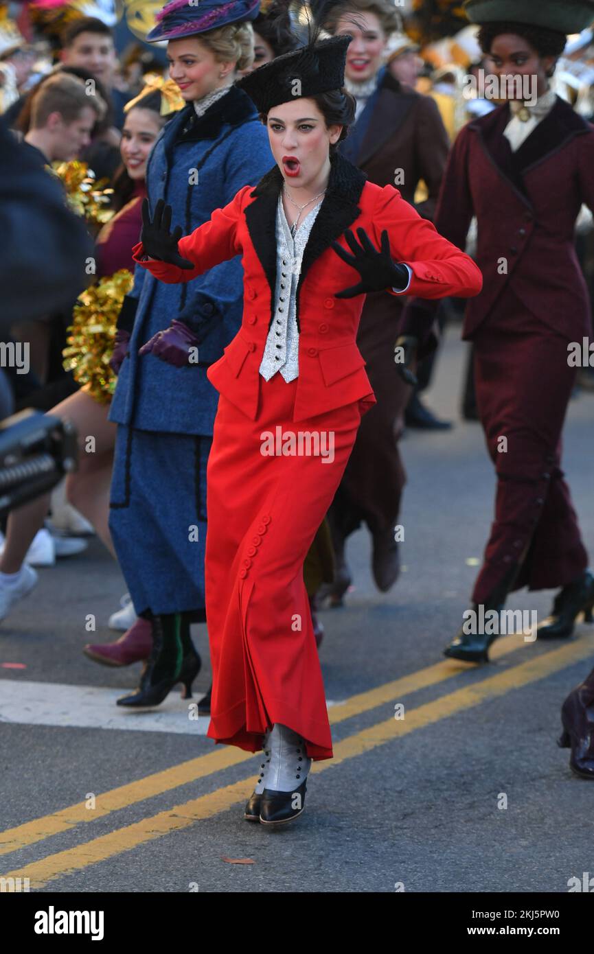 Lea Michele attends the 96th Annual Macy's Thanksgiving Day Parade on