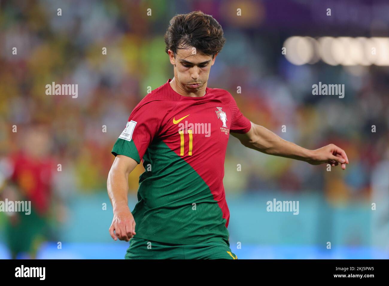 Doha, Qatar. 24th Nov, 2022. Joao Felix of Portugal shoots and scores during the FIFA World Cup Qatar 2022 match between Portugal and Ghana at Stadium 974, Doha, Qatar on 24 November 2022. Photo by Peter Dovgan. Editorial use only, license required for commercial use. No use in betting, games or a single club/league/player publications. Credit: UK Sports Pics Ltd/Alamy Live News Stock Photo