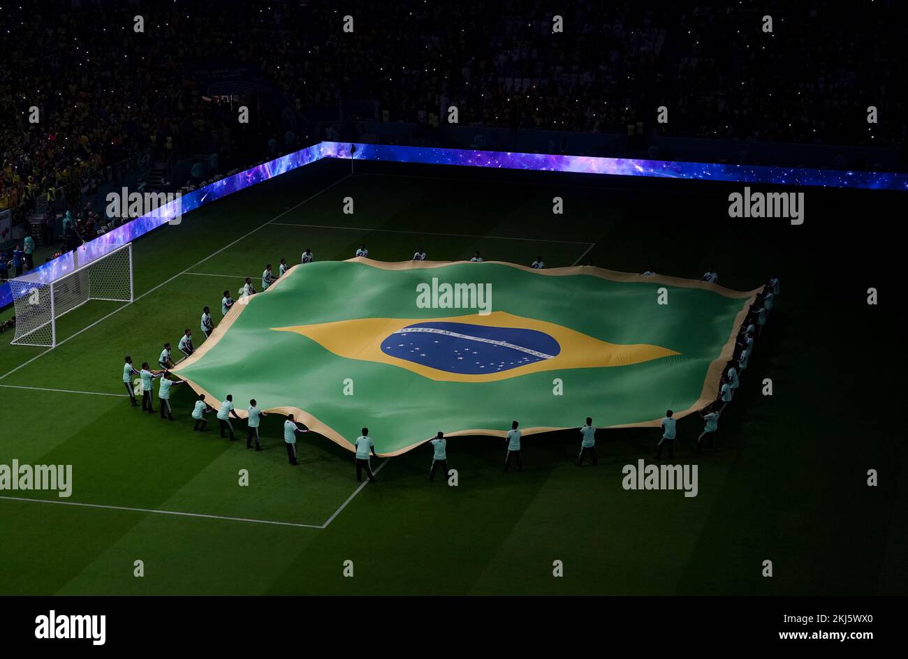 General view of a Brazil flag ahead of the FIFA World Cup Group G match at the Lusail Stadium, Lusail, Qatar. Picture date: Thursday November 24, 2022. Stock Photo