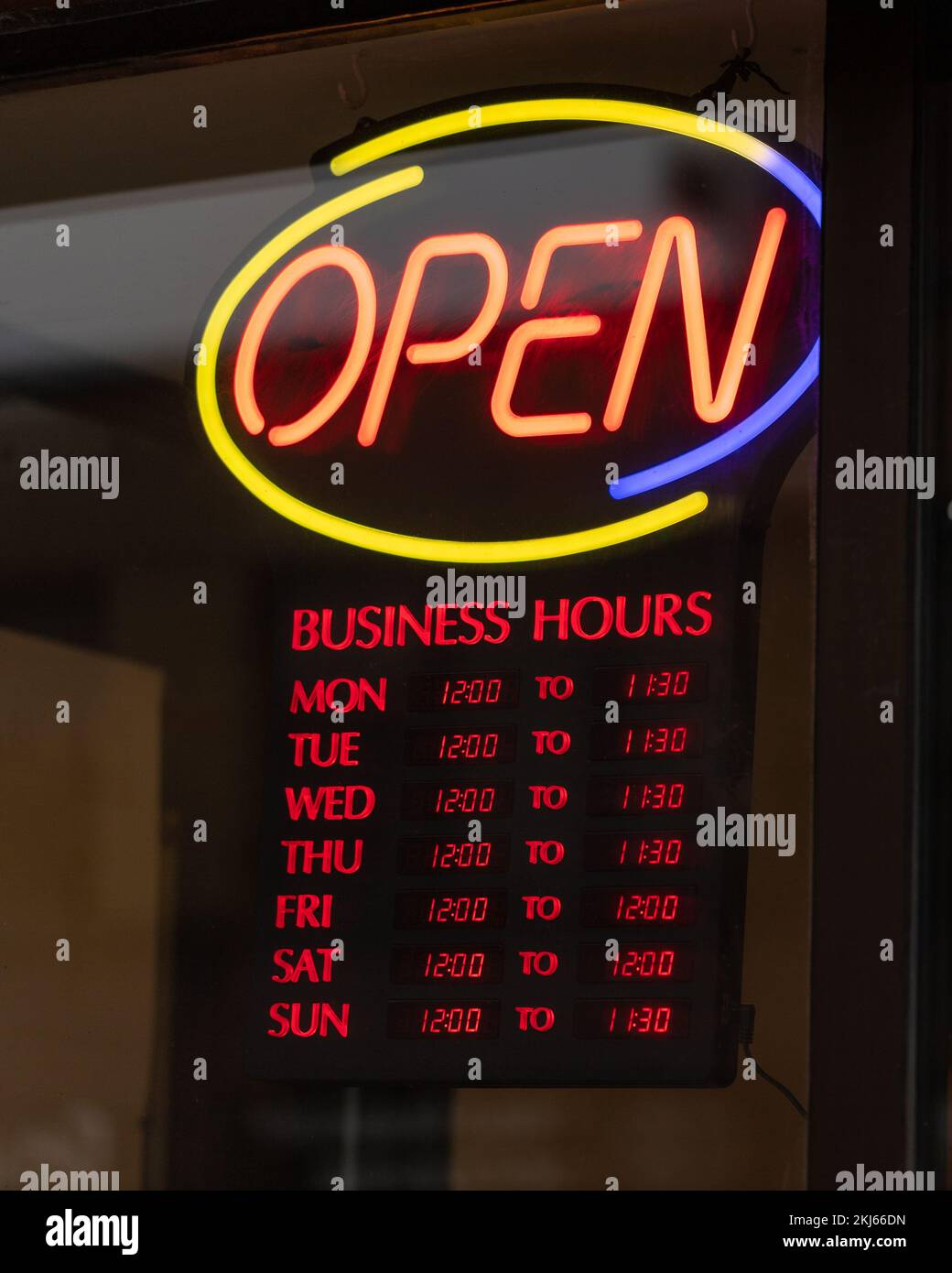 Open Business Hours Sign On Restaurant Door Stock Photo Alamy restaurant-open-hours-poster-template-postermywall
