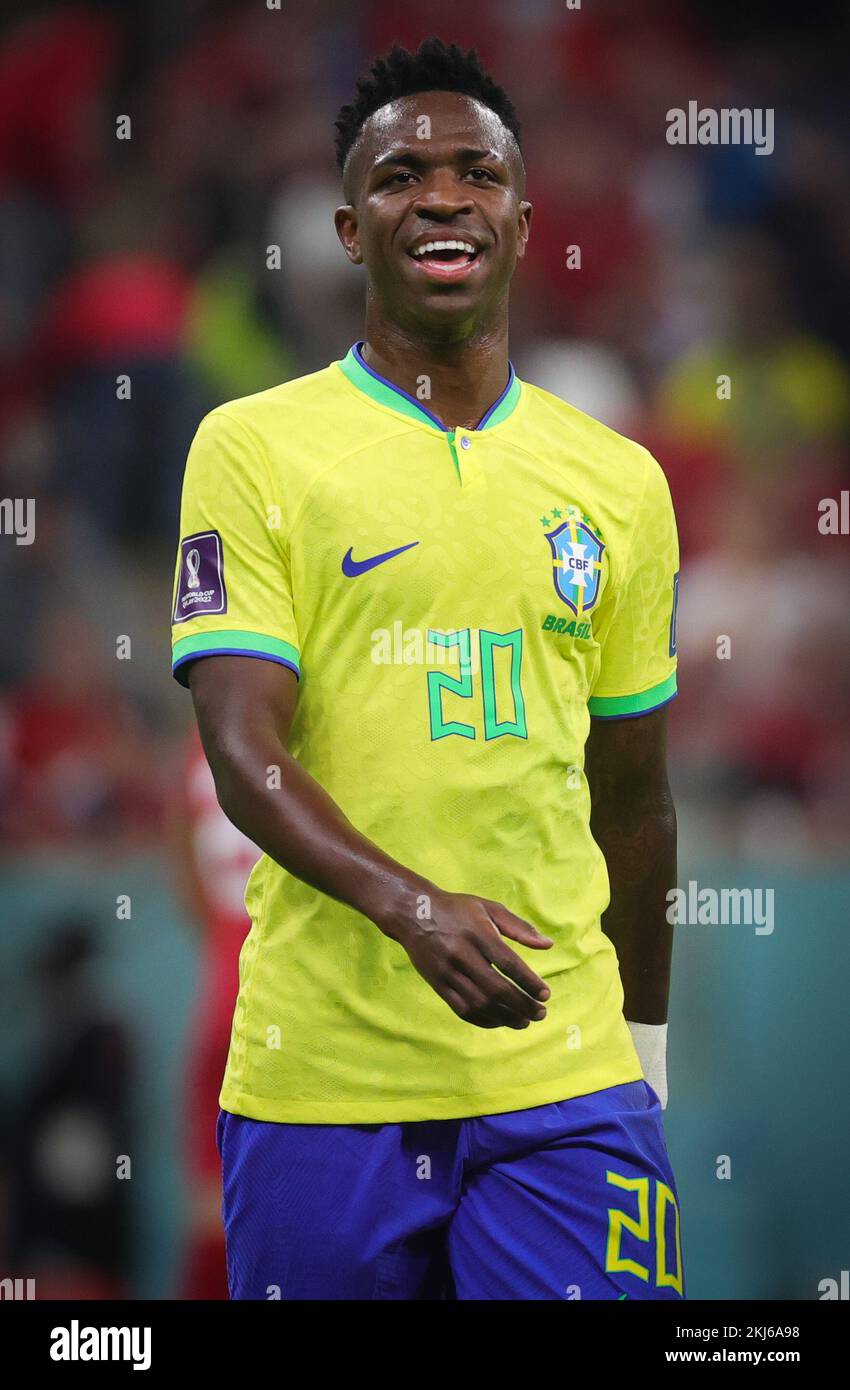 Brazilian Vinicius Junior pictured during a soccer game between Brazil and Serbia, in Group G of the FIFA 2022 World Cup in Lusail, State of Qatar on Thursday 24 November 2022. BELGA PHOTO VIRGINIE LEFOUR Credit: Belga News Agency/Alamy Live News Stock Photo