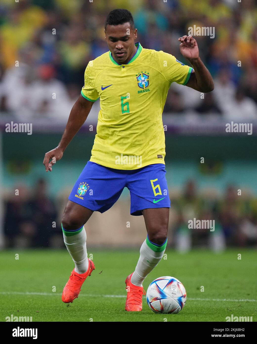 Alex Sandro of Brazil during the FIFA World Cup Qatar 2022 match, Group G, between Brazil and Serbia played at Lusail Stadium on Nov 24, 2022 in Lusail, Qatar. (Photo by Bagu Blanco / PRESSIN) Credit: PRESSINPHOTO SPORTS AGENCY/Alamy Live News Stock Photo