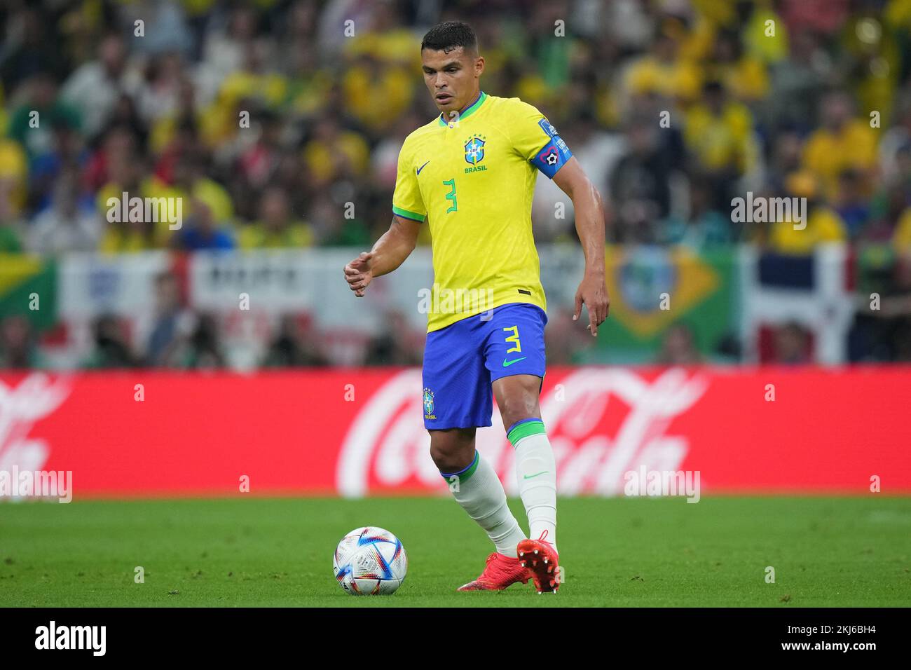 Thiago Silva of Brazil during the FIFA World Cup Qatar 2022 match, Group G, between Brazil and Serbia played at Lusail Stadium on Nov 24, 2022 in Lusail, Qatar. (Photo by Bagu Blanco / PRESSIN) Credit: PRESSINPHOTO SPORTS AGENCY/Alamy Live News Stock Photo