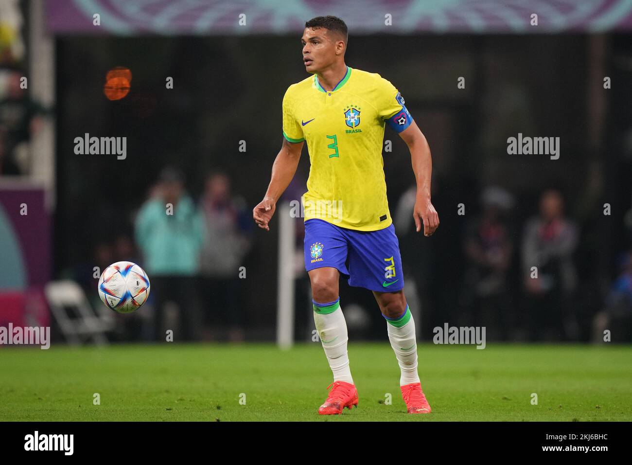 Thiago Silva of Brazil during the FIFA World Cup Qatar 2022 match, Group G, between Brazil and Serbia played at Lusail Stadium on Nov 24, 2022 in Lusail, Qatar. (Photo by Bagu Blanco / PRESSIN) Credit: PRESSINPHOTO SPORTS AGENCY/Alamy Live News Stock Photo