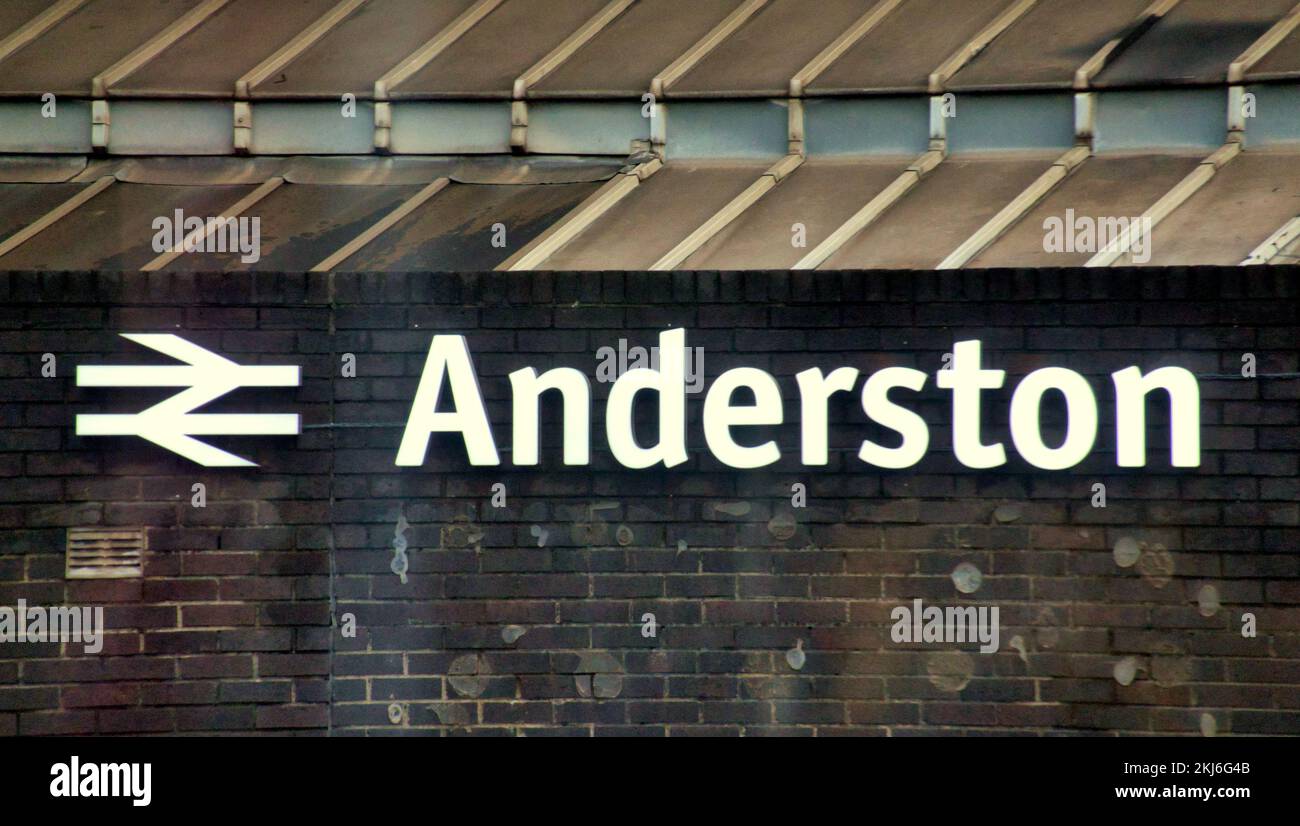 Anderson railway station sign Stock Photo