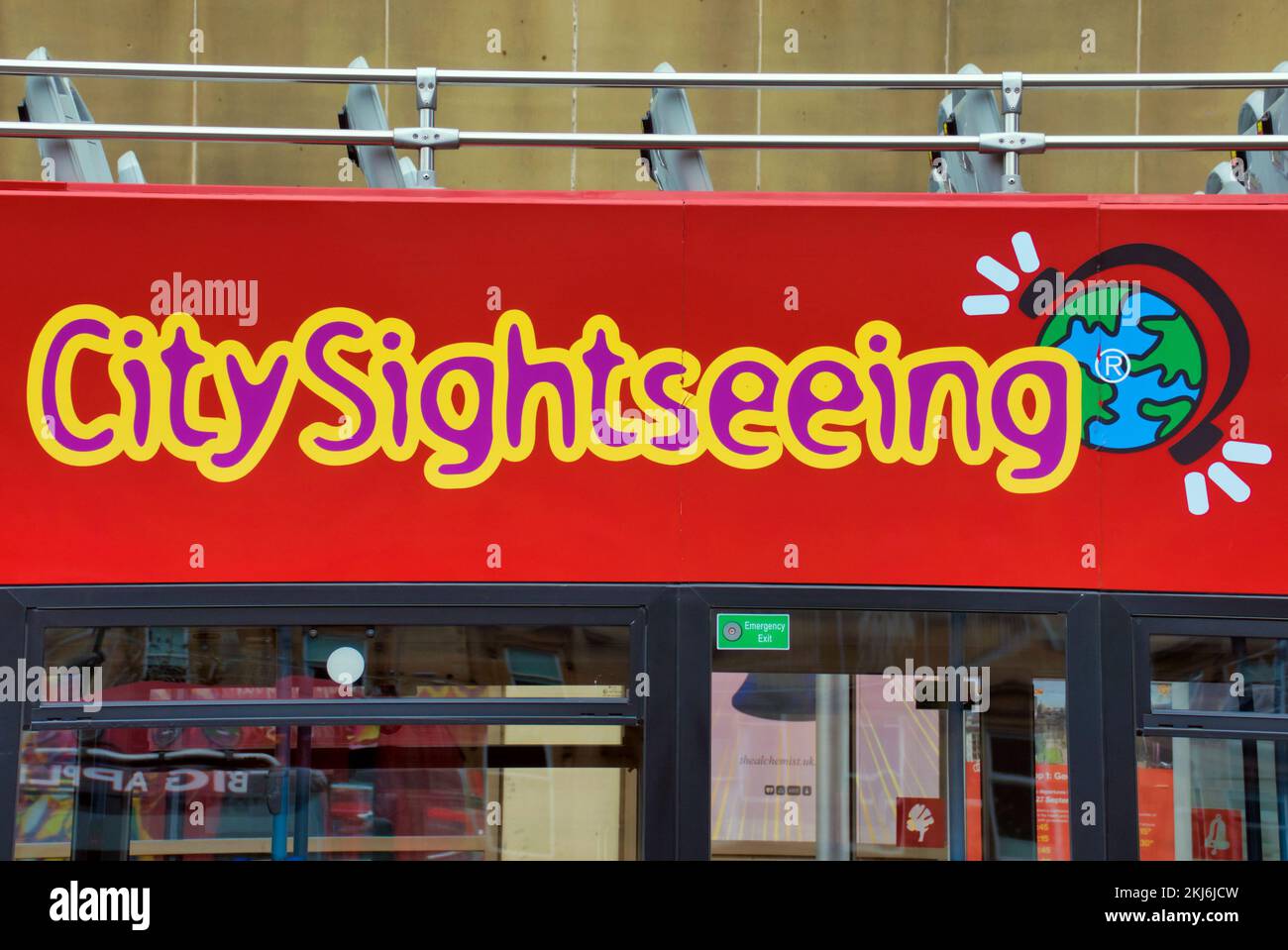 Glasgow city sightseeing bus sign close up Stock Photo