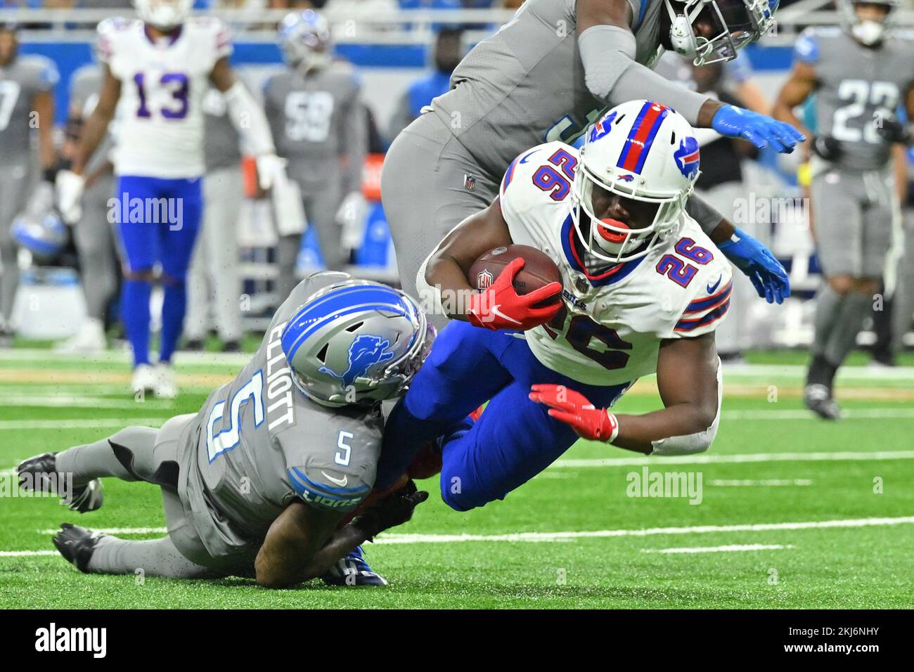 DETROIT, MI - NOVEMBER 24: Detroit Lions Cornerback (39) Jerry Jacobs  before the game between Buffalo Bills and Detroit Lions on November 24,  2022 in Detroit, MI (Photo by Allan Dranberg/CSM/Sipa USA)(Credit