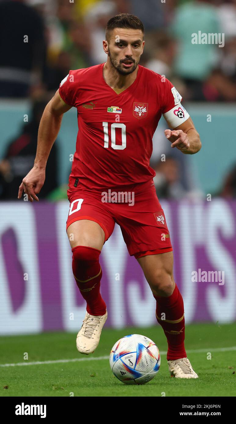 Doha, Qatar, 24th November 2022.  Dusan Tadic of Serbia in action during the FIFA World Cup 2022 match at Lusail Stadium, Doha. Picture credit should read: David Klein / Sportimage Credit: Sportimage/Alamy Live News Stock Photo