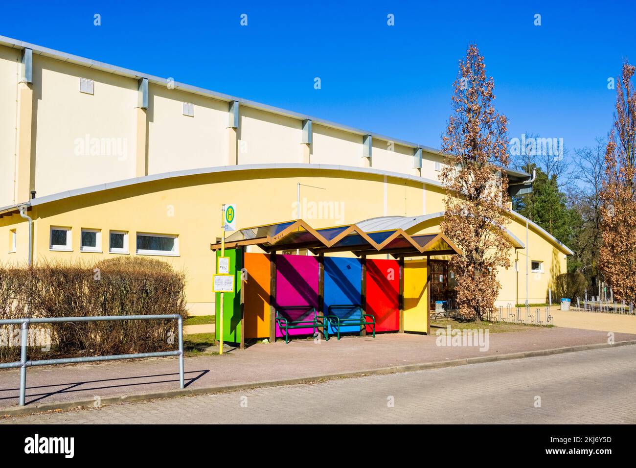 Sports hall Schoenwalde-Siedlung, Brandenburg, Germany Stock Photo