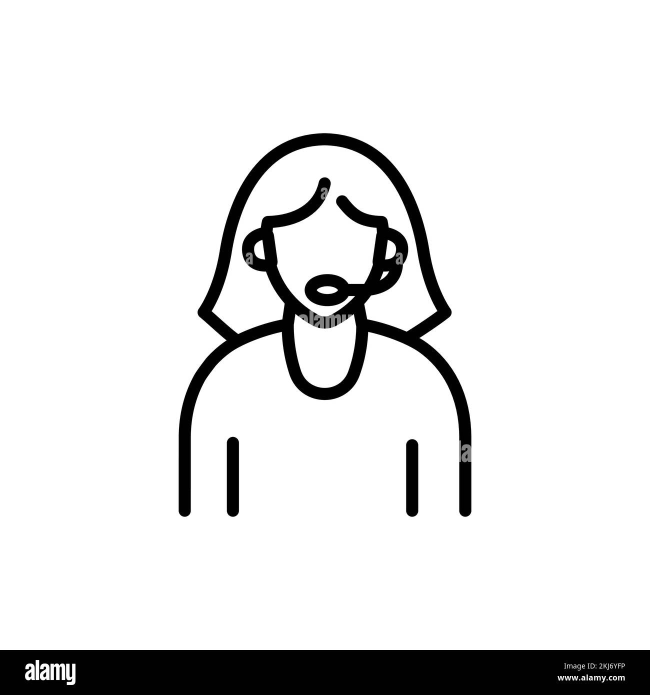 Operator call center black line icon. Working employee. Support service ...
