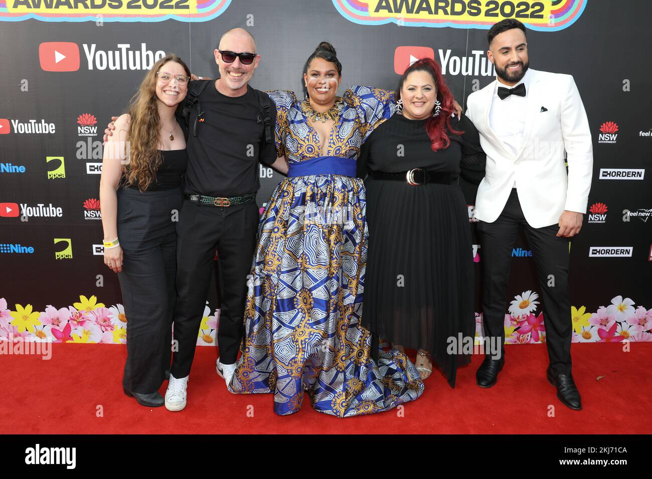 November 24, 2022: BARKAA (C) and MATTY MILLS (R) walking the red carpet at the 36th Annual ARIA Awards at The Hordern Pavilion on November 24, 2022 in Sydney, NSW Australia  (Credit Image: © Christopher Khoury/Australian Press Agency via ZUMA  Wire) Stock Photo