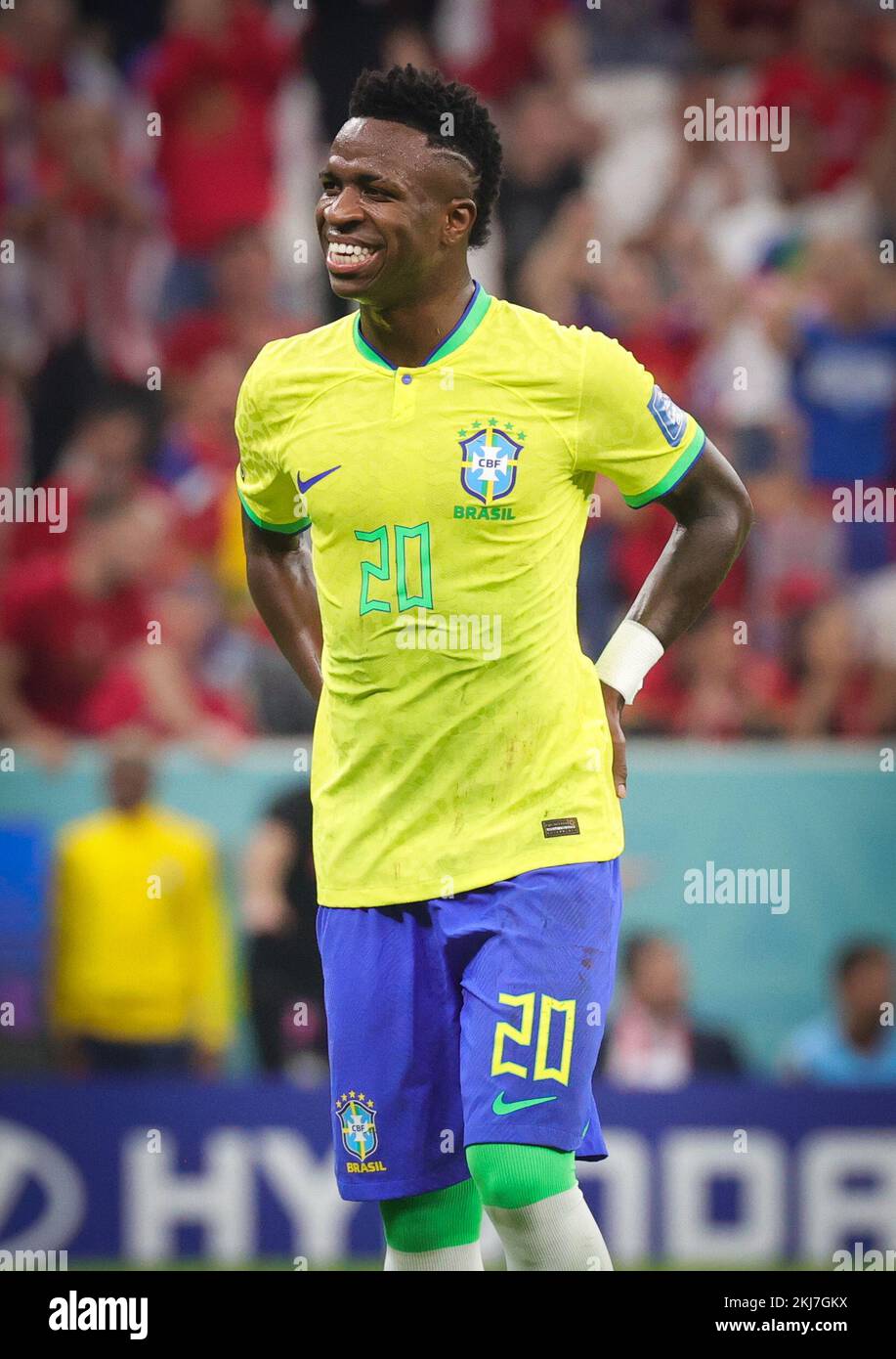 Brazilian Vinicius Junior pictured during a soccer game between Brazil and Serbia, in Group G of the FIFA 2022 World Cup in Lusail, State of Qatar on Thursday 24 November 2022. BELGA PHOTO VIRGINIE LEFOUR Credit: Belga News Agency/Alamy Live News Stock Photo