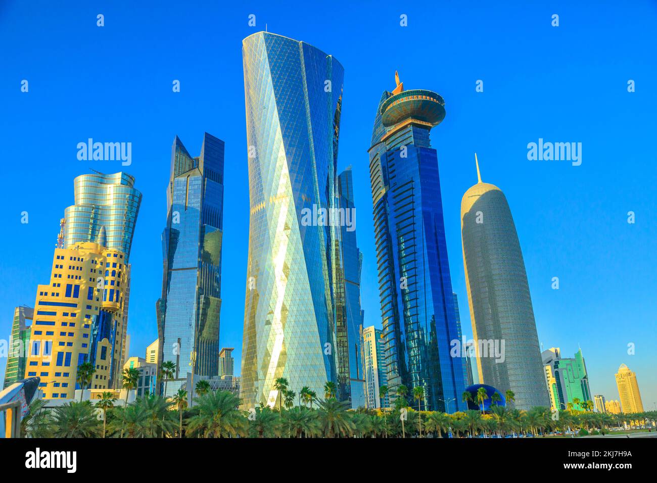 Doha, Qatar February 20, 2019 Al Fardan Towers complex and Doha