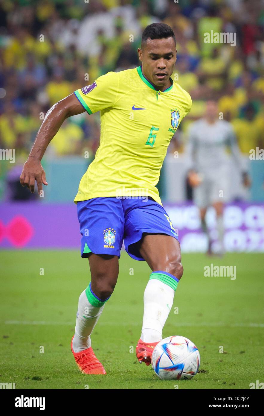 Brazilian Alex Sandro pictured in action during a soccer game between Brazil and Serbia, in Group G of the FIFA 2022 World Cup in Lusail, State of Qatar on Thursday 24 November 2022. BELGA PHOTO VIRGINIE LEFOUR Credit: Belga News Agency/Alamy Live News Stock Photo