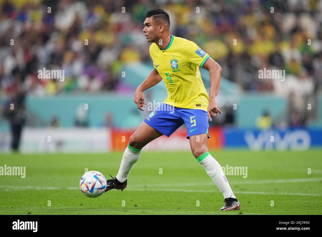 Carlos Henrique Casemiro of Brazil during the FIFA World Cup Qatar 2022 match, Group G, between Brazil and Serbia played at Lusail Stadium on Nov 24, 2022 in Lusail, Qatar. (Photo by Bagu Blanco / PRESSIN) Credit: PRESSINPHOTO SPORTS AGENCY/Alamy Live News Stock Photo