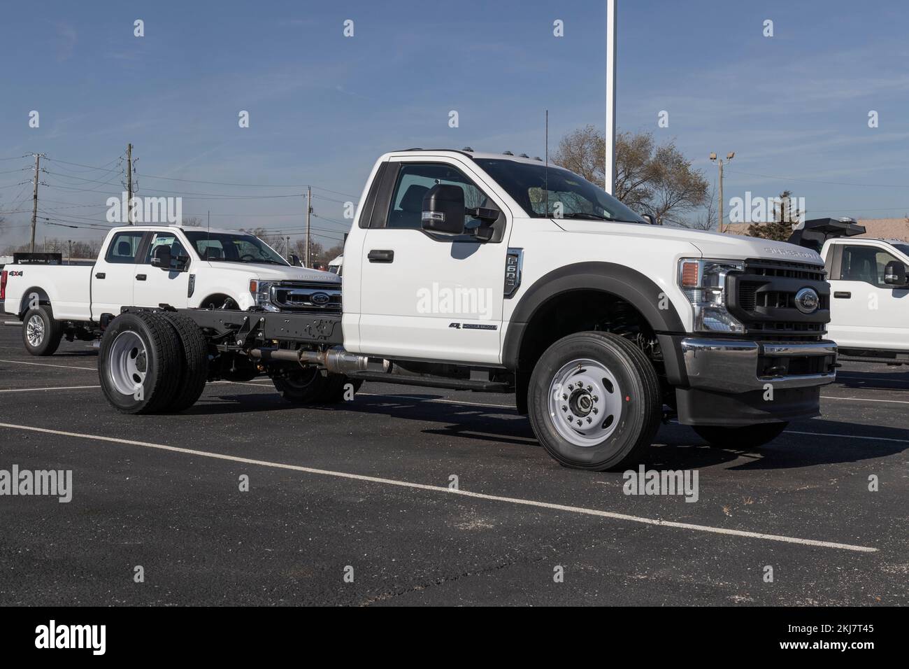 Indianapolis Circa November 2022 Ford F600 Super Duty Chassis Cab display at a dealership
