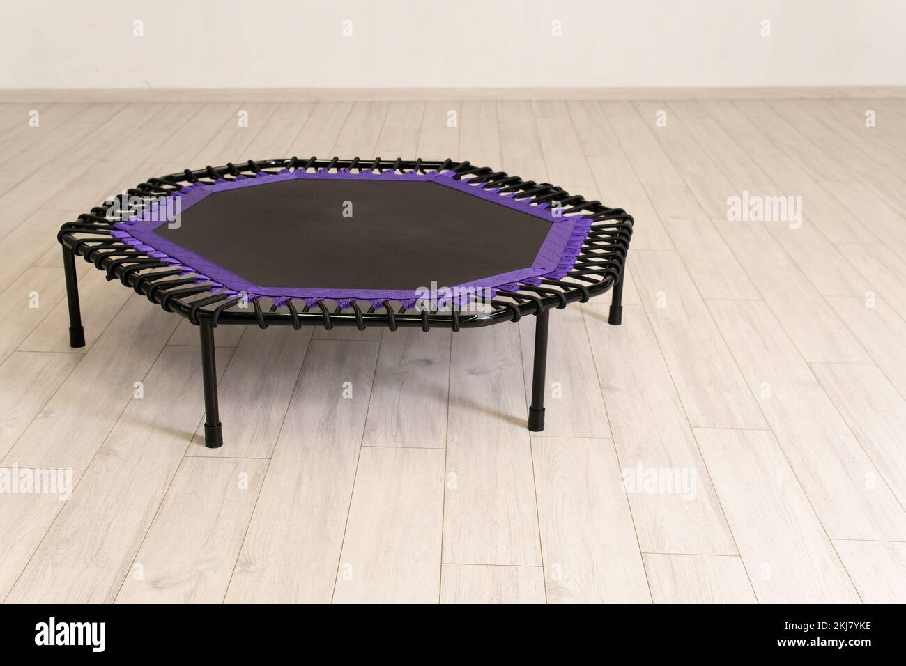 empty space growth little jump trampoline cyan small white purple fitness leisure game Stock Photo