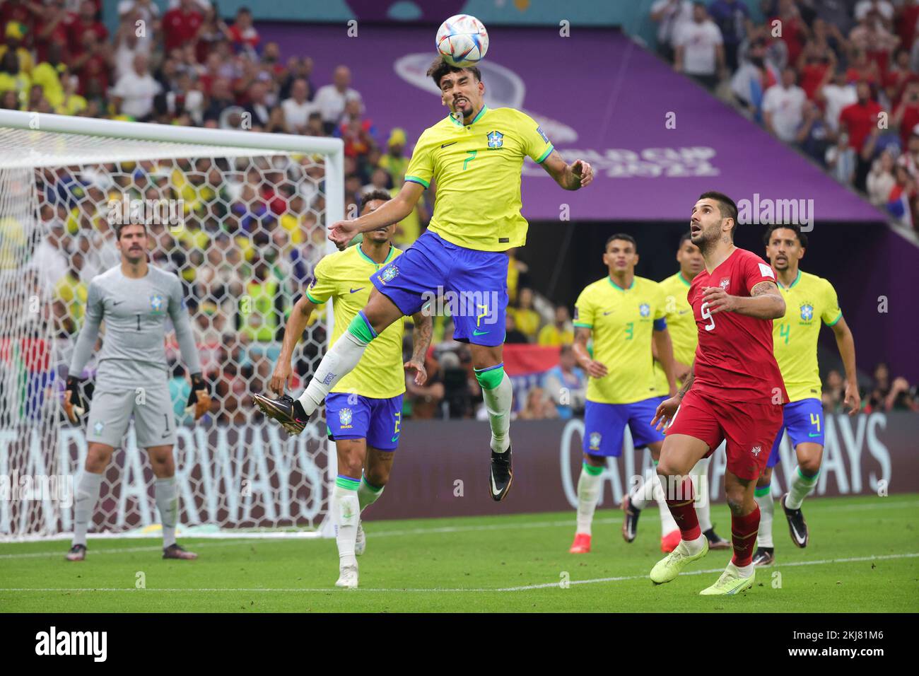 Brazilian Lucas Paqueta pictured in action during a soccer game between Brazil and Serbia, in Group G of the FIFA 2022 World Cup in Lusail, State of Qatar on Thursday 24 November 2022. BELGA PHOTO VIRGINIE LEFOUR Credit: Belga News Agency/Alamy Live News Stock Photo