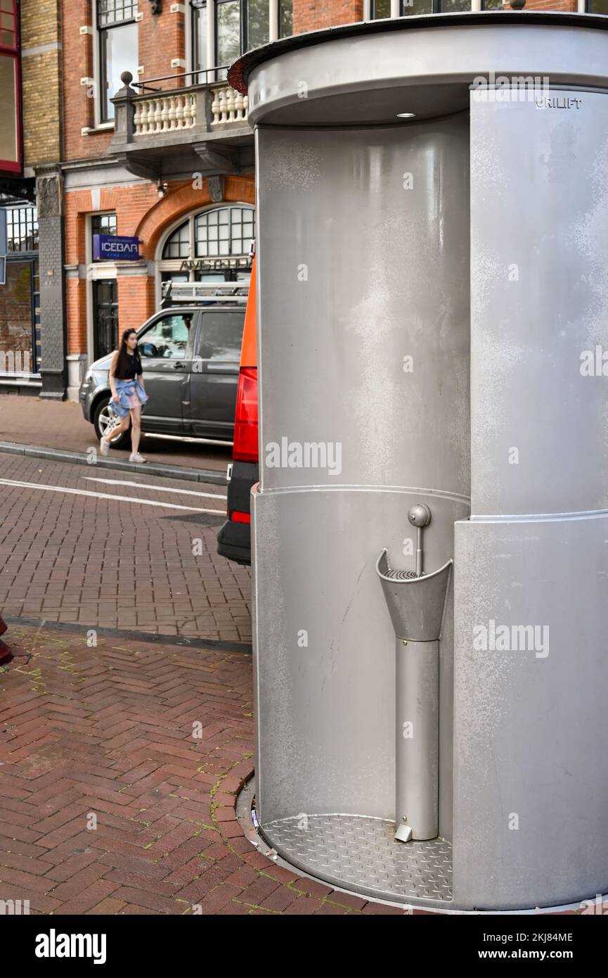 Amsterdam Netherlands August 2022 Open Male Urinal Toilet On The Pavement Of A Street Near