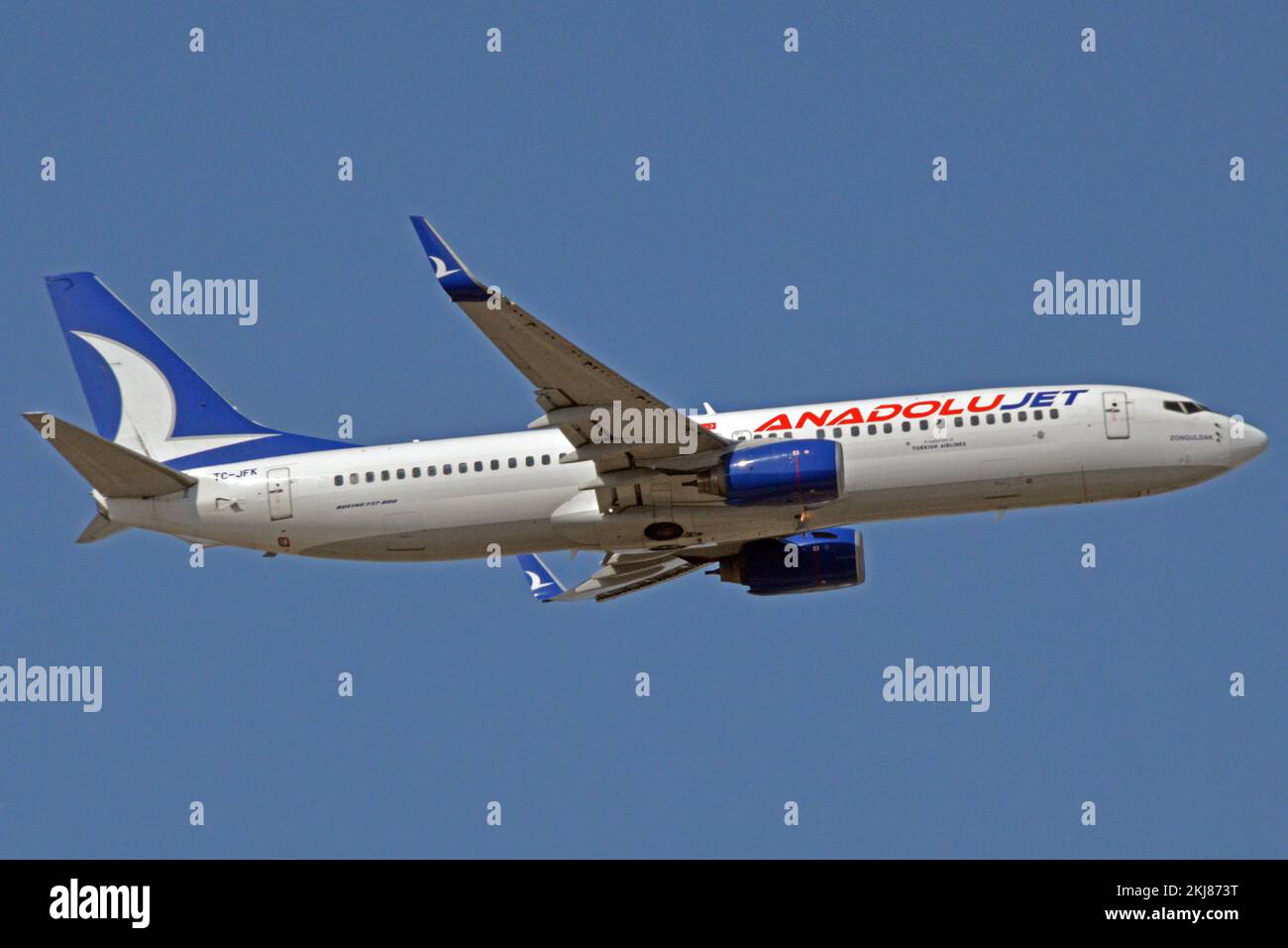 Germany, Bavaria, Munich:  TC-JFK  Boeing 737-8F2  (c/n 29773) of Anadolujet at Munich's Franz Josef Strauss airport. Stock Photo