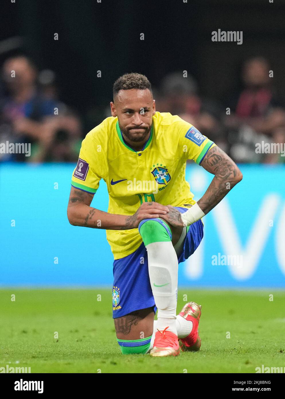 Brazil’s Neymar reacts during the FIFA World Cup Group G match at the Lusail Stadium in Lusail, Qatar. Picture date: Thursday November 24, 2022. Stock Photo