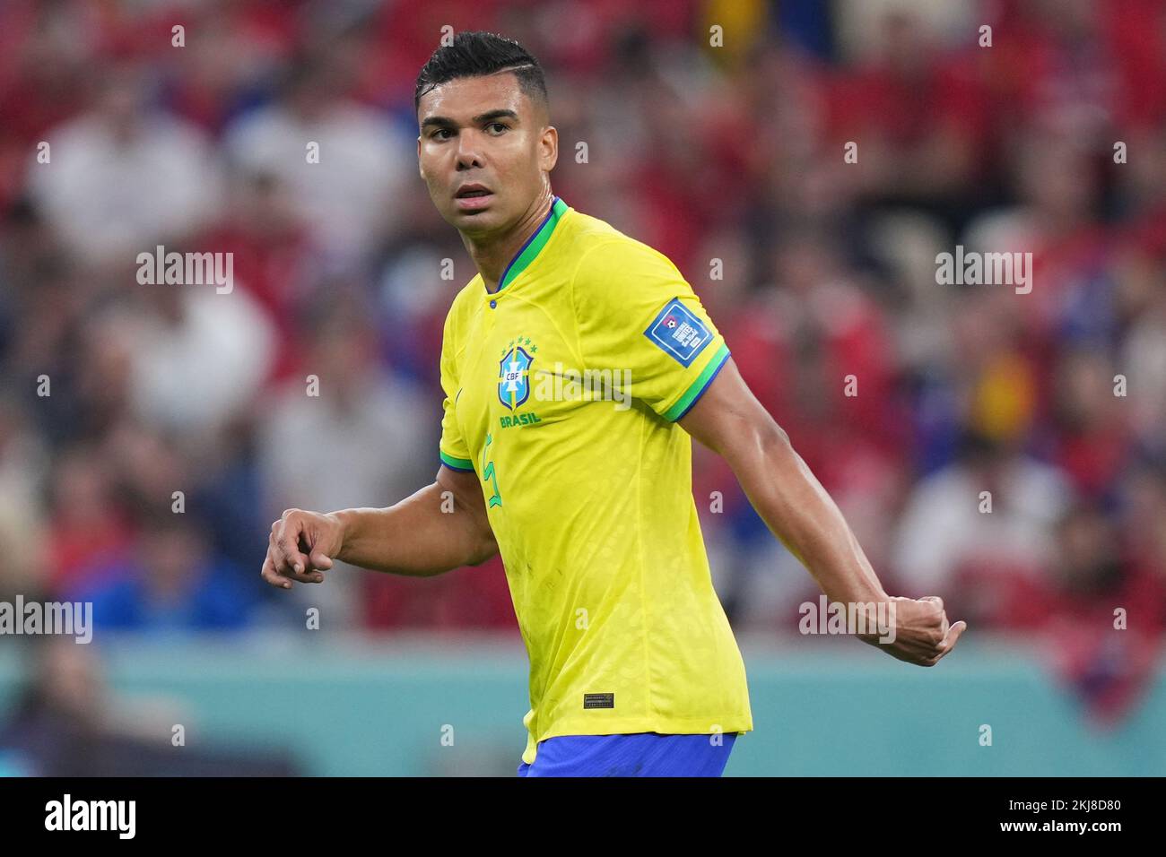 Carlos Henrique Casemiro of Brazil during the FIFA World Cup Qatar 2022 match, Group G, between Brazil and Serbia played at Lusail Stadium on Nov 24, 2022 in Lusail, Qatar. (Photo by Bagu Blanco / PRESSIN) Credit: PRESSINPHOTO SPORTS AGENCY/Alamy Live News Stock Photo