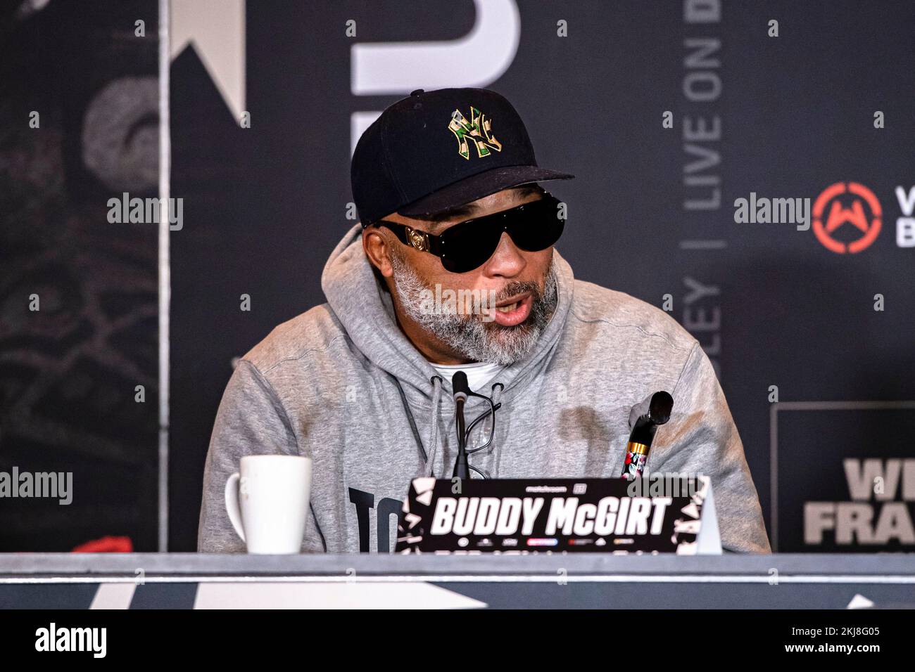 LONDON, UNITED KINGDOM. 24th Nov, 2022. Buddy McGrit during Whyte vs Franklin Press Conference at Royal Institute of British Architects, Florence Hall on Thursday, November 24, 2022 in LONDON (Editorial use only, license required for commercial use. No use in betting, games or a single club/league/player publications.) Credit: Taka G Wu/Alamy Live News Stock Photo