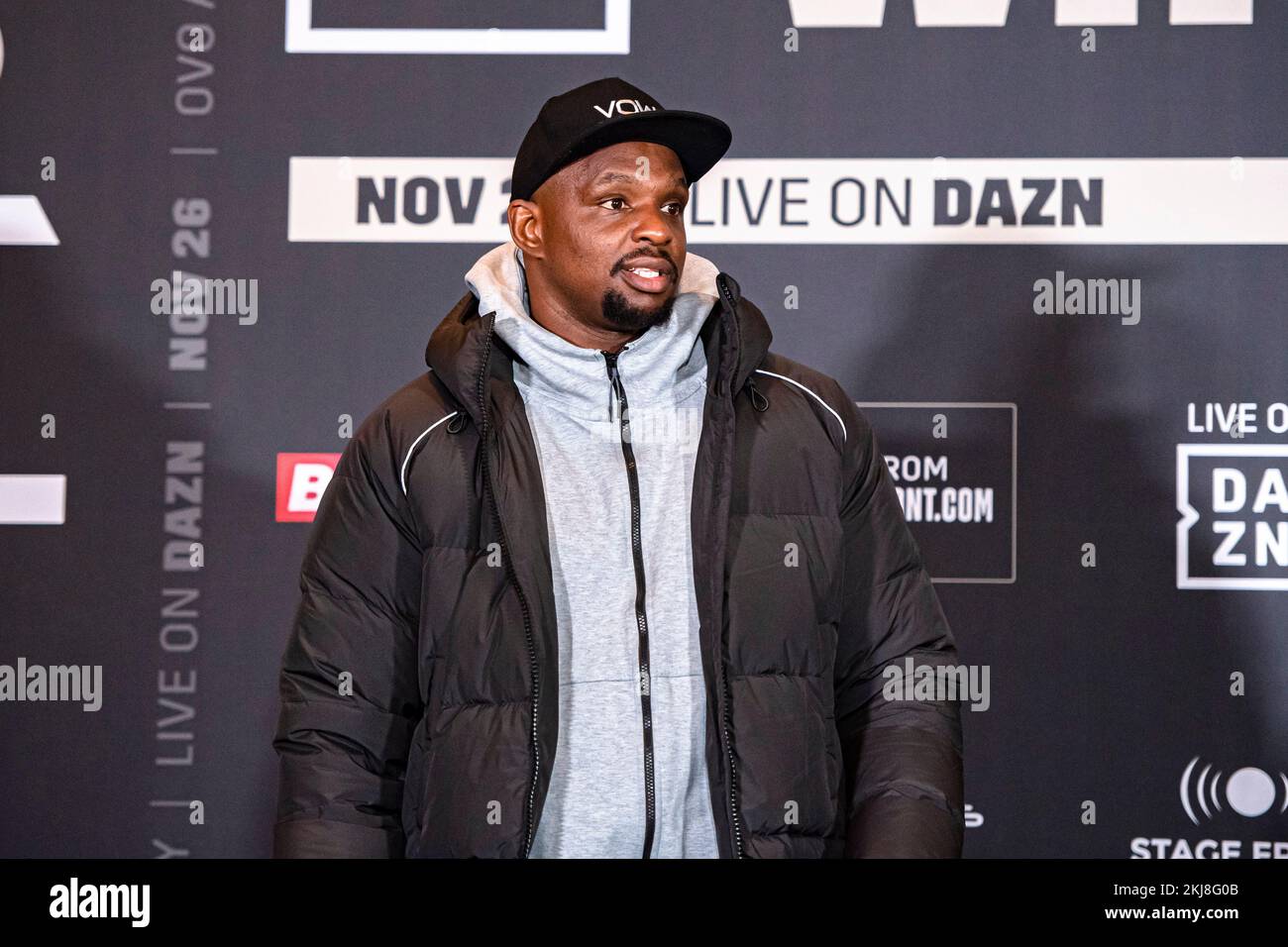 LONDON, UNITED KINGDOM. 24th Nov, 2022. Dillian Whyte during Whyte vs Franklin Press Conference at Royal Institute of British Architects, Florence Hall on Thursday, November 24, 2022 in LONDON (Editorial use only, license required for commercial use. No use in betting, games or a single club/league/player publications.) Credit: Taka G Wu/Alamy Live News Stock Photo