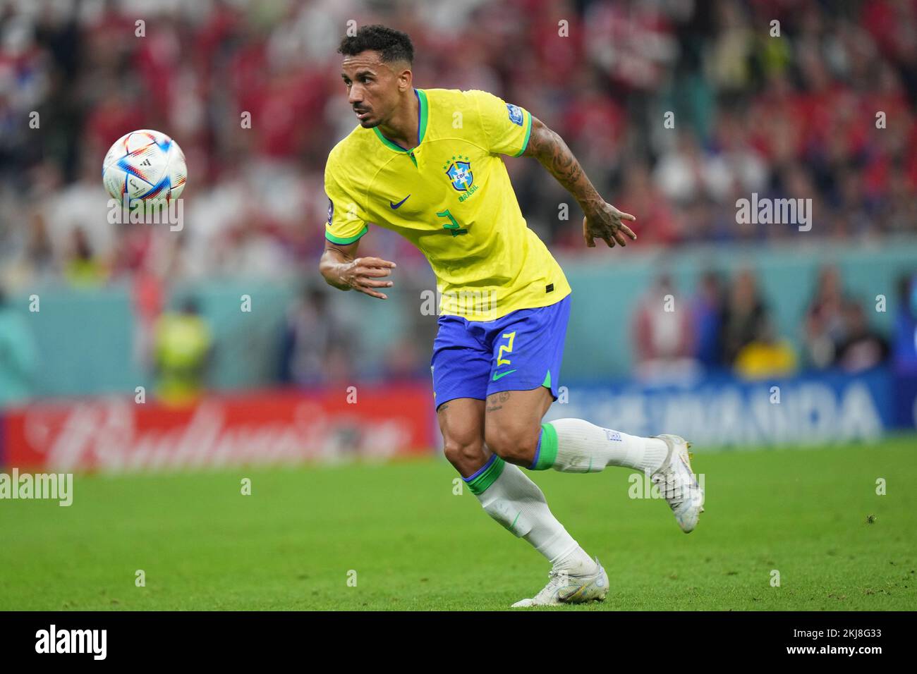Danilo Da Silva of Brazil during the FIFA World Cup Qatar 2022 match, Group G, between Brazil and Serbia played at Lusail Stadium on Nov 24, 2022 in Lusail, Qatar. (Photo by Bagu Blanco / PRESSIN) Credit: PRESSINPHOTO SPORTS AGENCY/Alamy Live News Stock Photo