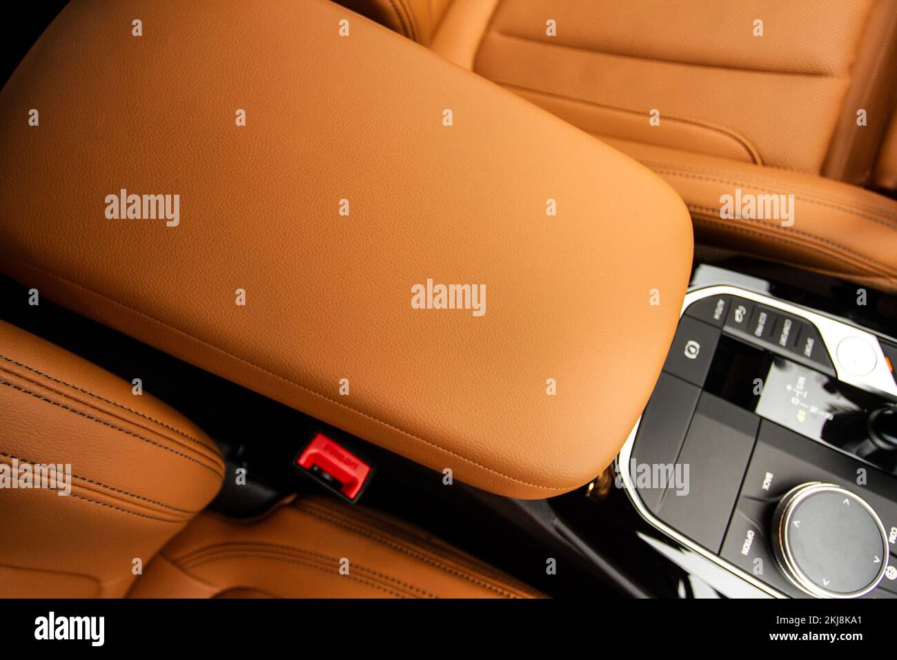 Armrest in the car for driver. Car armrest Stock Photo