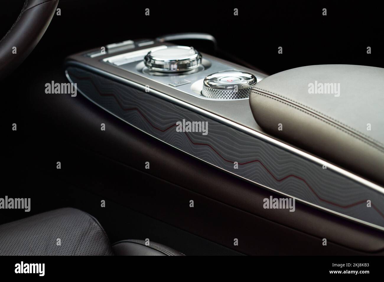 Modern car automatic gearbox. Gearbox control buttons. Gear selector