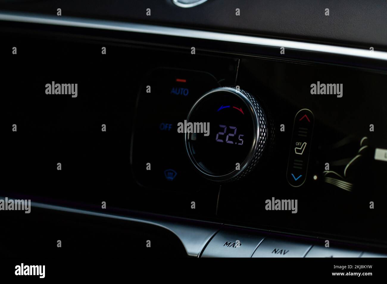 Digital control panel car air conditioner dashboard. Modern car